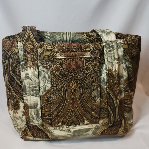 HOBO Handbag Carpet bag Canvas Tapestry 6" x 12" x 12"  brown gold white grey - Picture 5 of 8